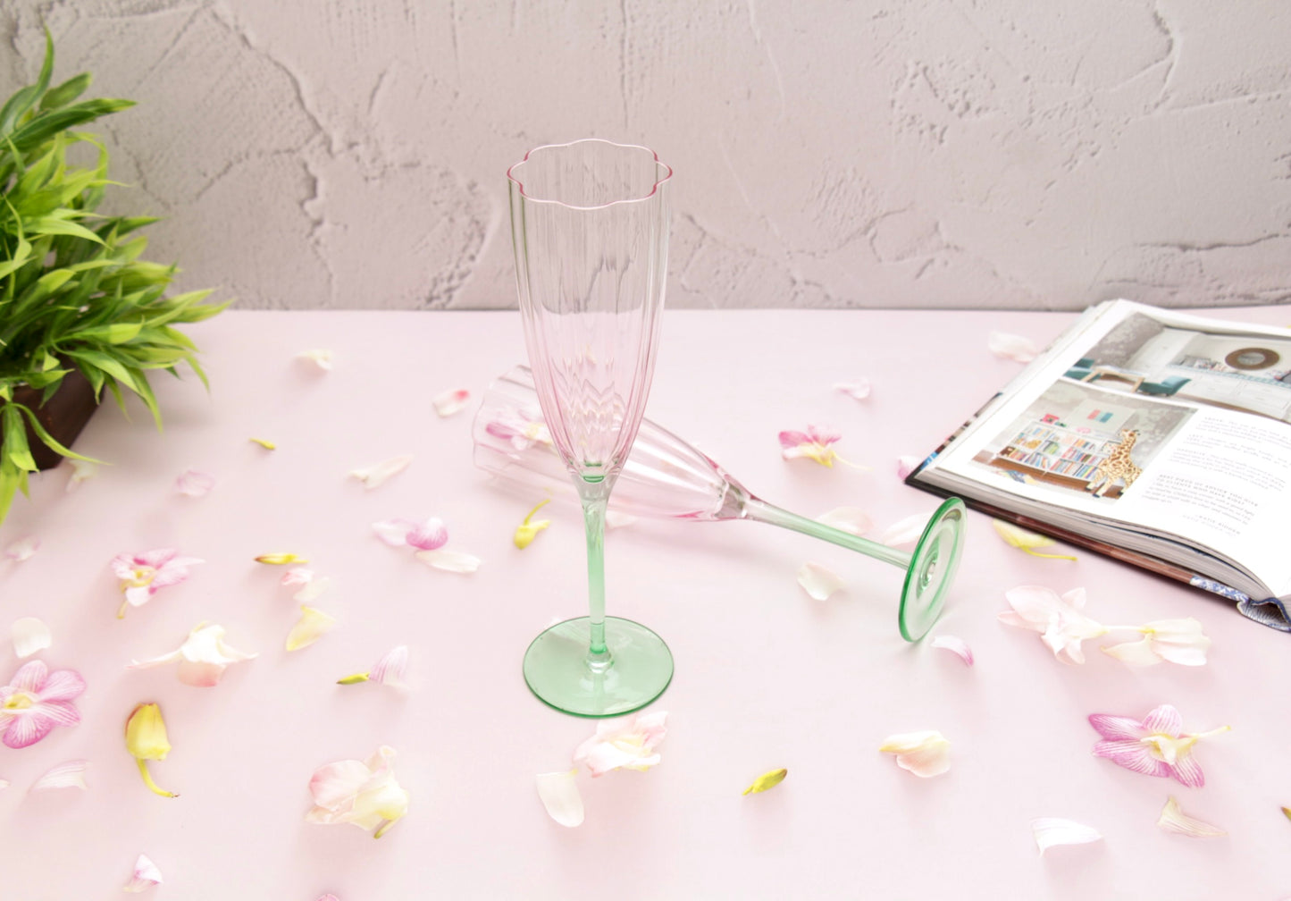 'Cherry Blossom' Champagne Glasses - Set of 2