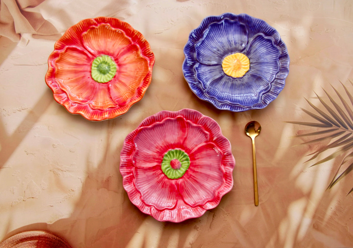 'Flora' Ceramic Dessert Plate - Red