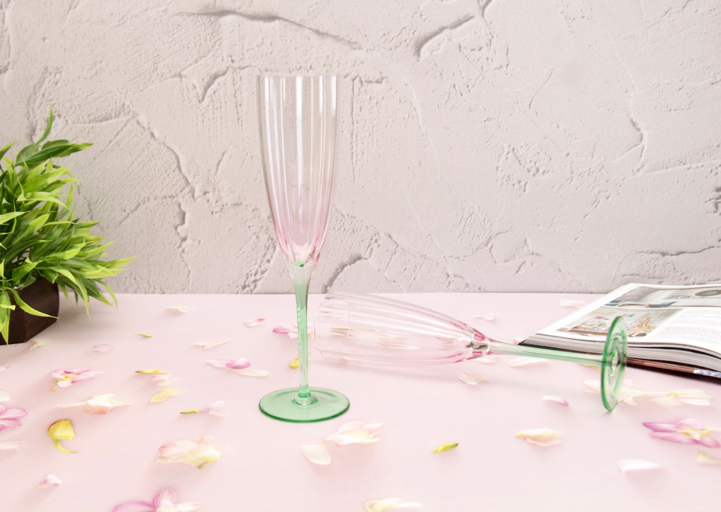 'Cherry Blossom' Champagne Glasses - Set of 2