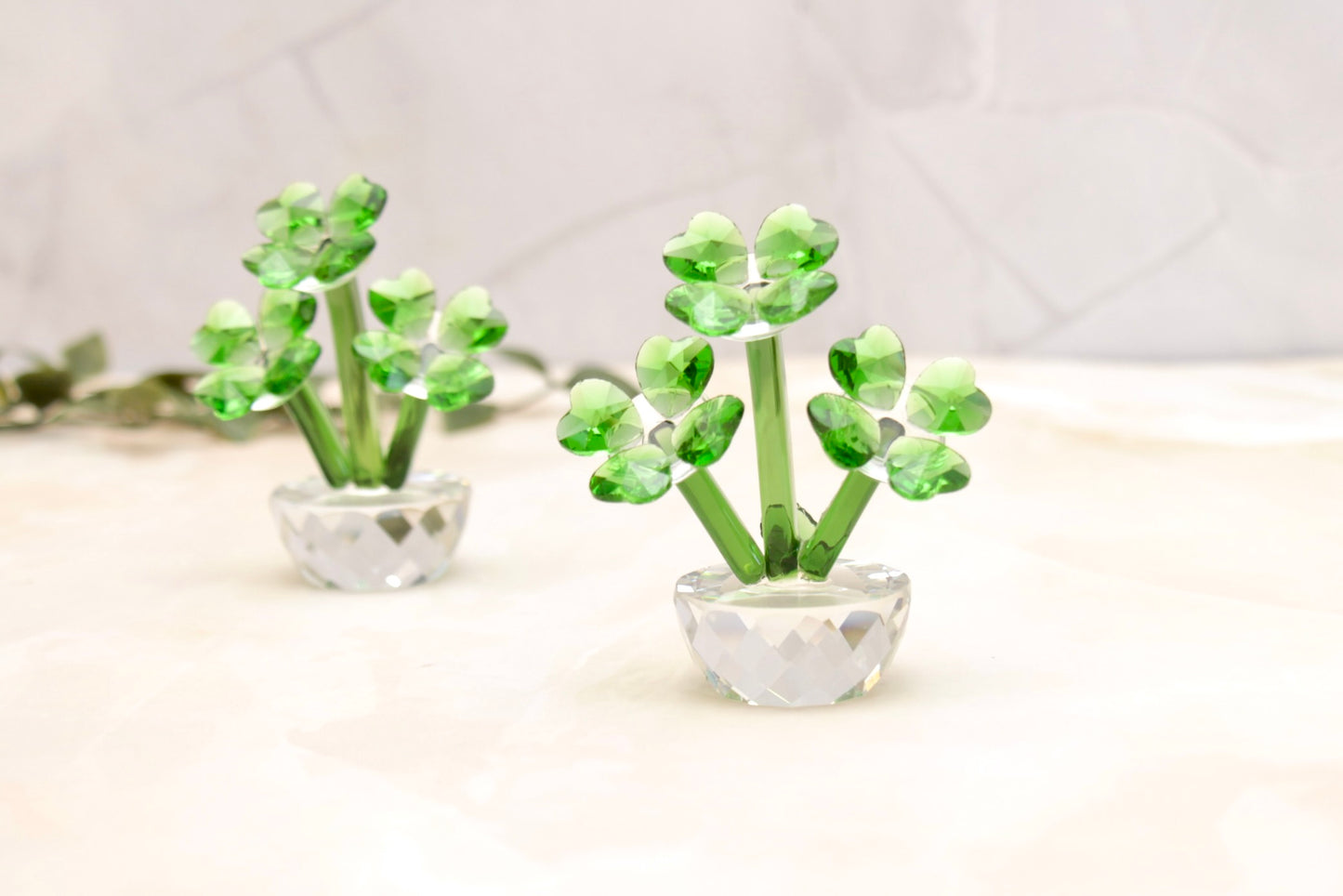 'Jade' Mini Glass Crystal Plant