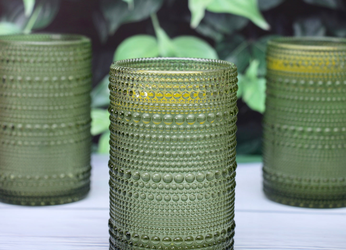 'Frost' Dotted Glass Tumblers, Set Of 4 - Green