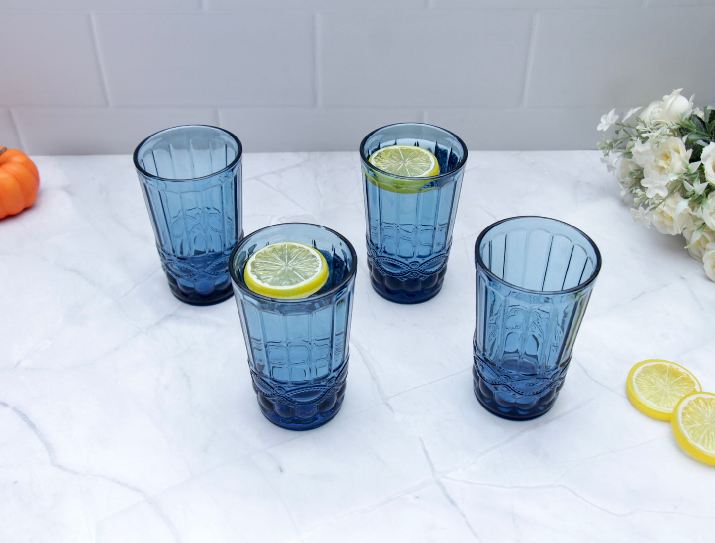'Brooklyn' Glass Tumblers, Set Of 4 - Blue