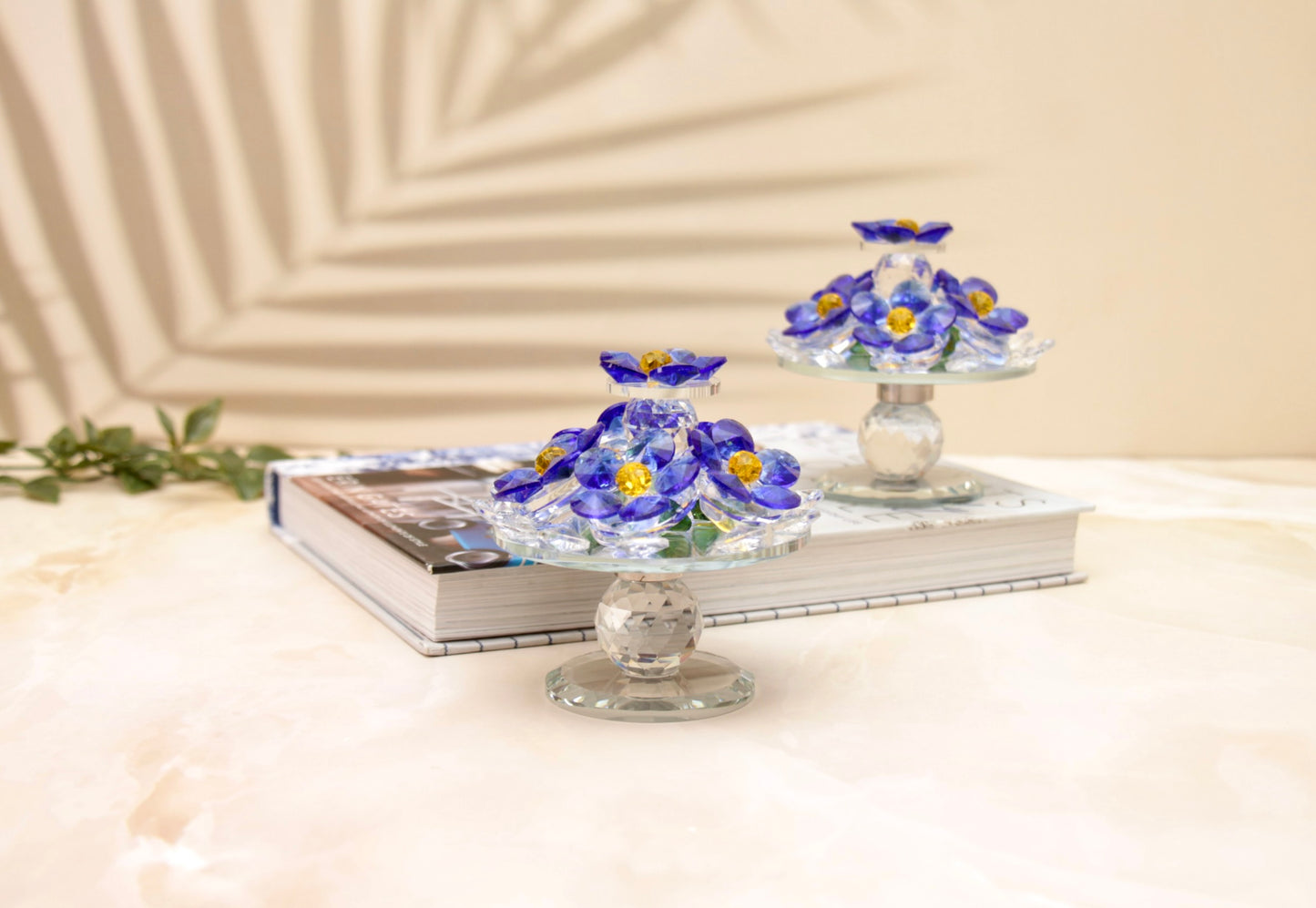 'Sparkles' Rotating Crystal Flowers - Blue