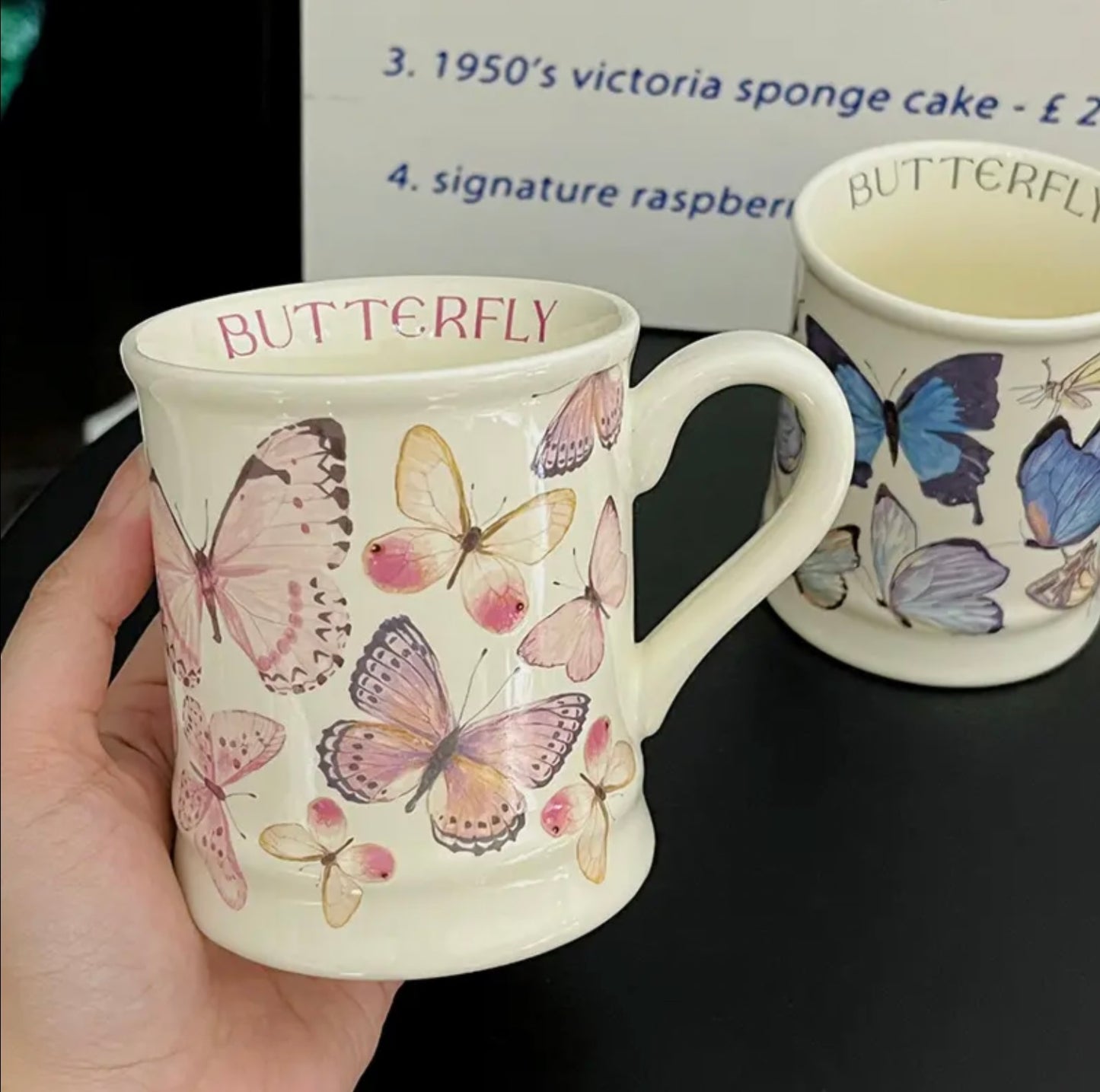 'Red Butterflies' Ceramic Coffee Mug