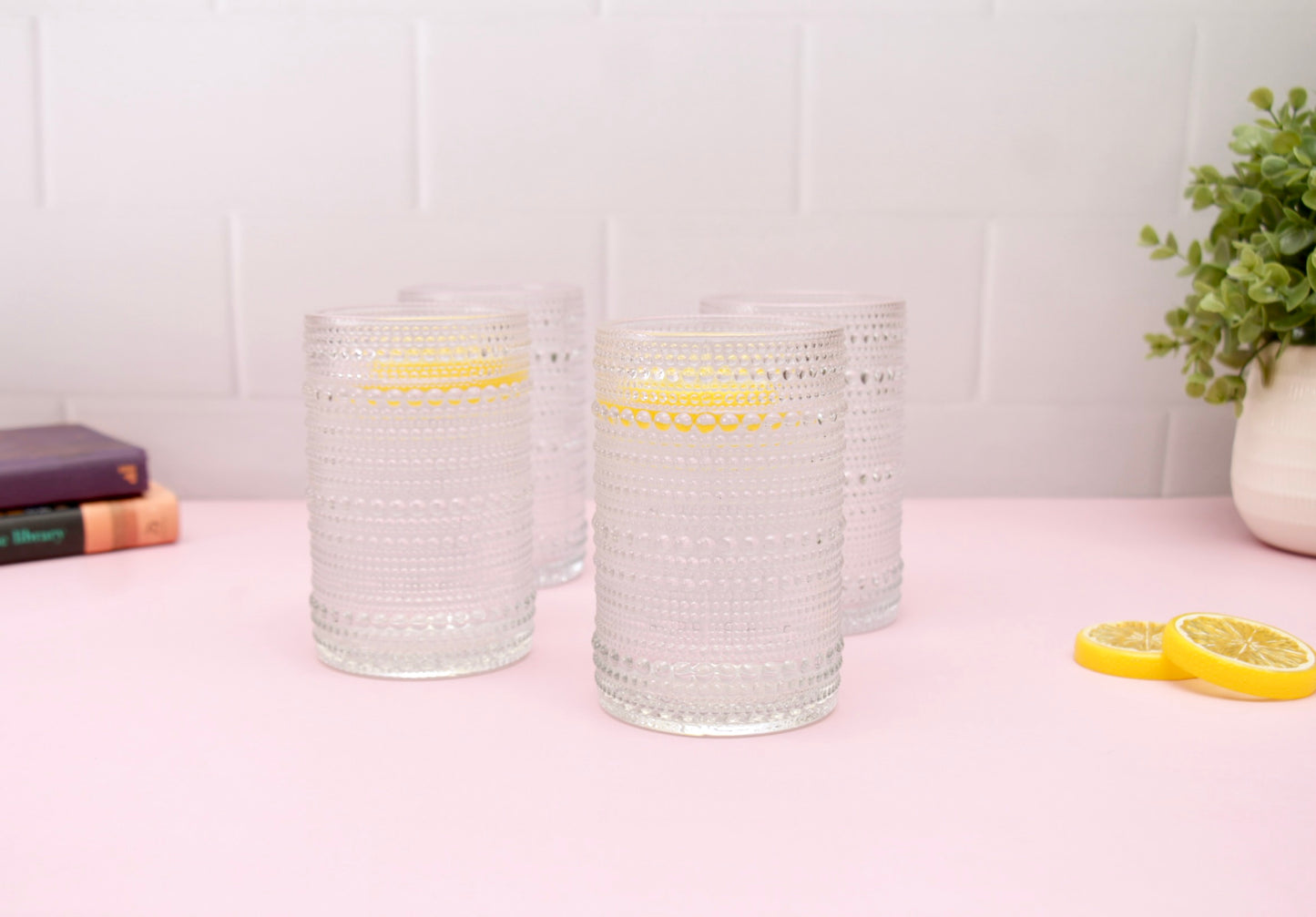 'Frost' Dotted Glass Tumblers, Set Of 4 - White