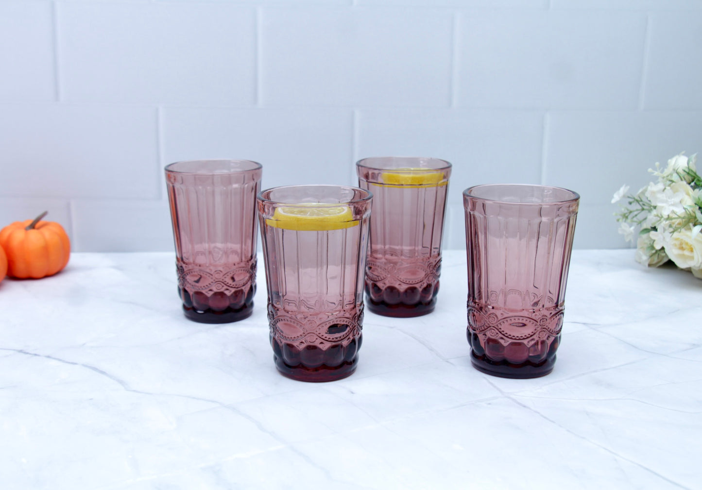 'Brooklyn' Glass Tumblers, Set Of 4 - Pink