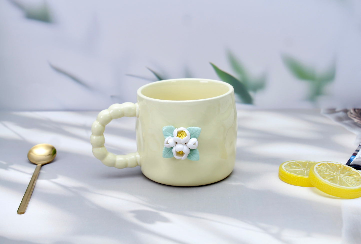 'Jasmine' Ceramic Coffee Mug, Yellow