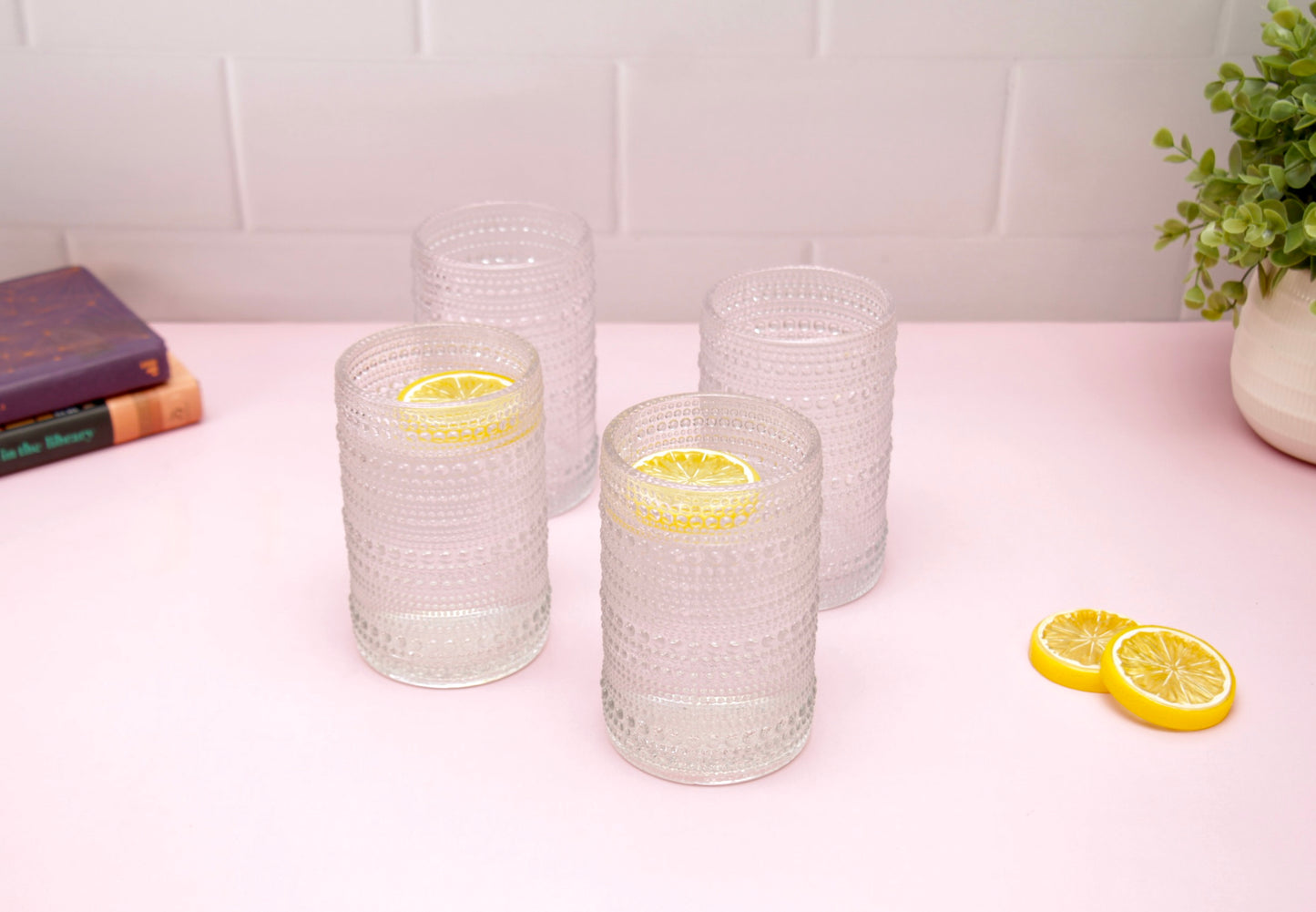 'Frost' Dotted Glass Tumblers, Set Of 4 - White
