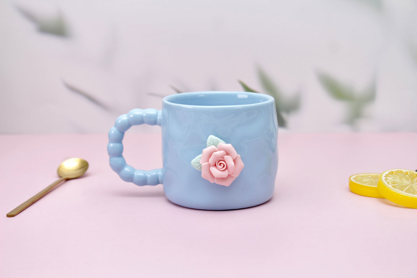 'French Rose' Ceramic Coffee Mug, Blue