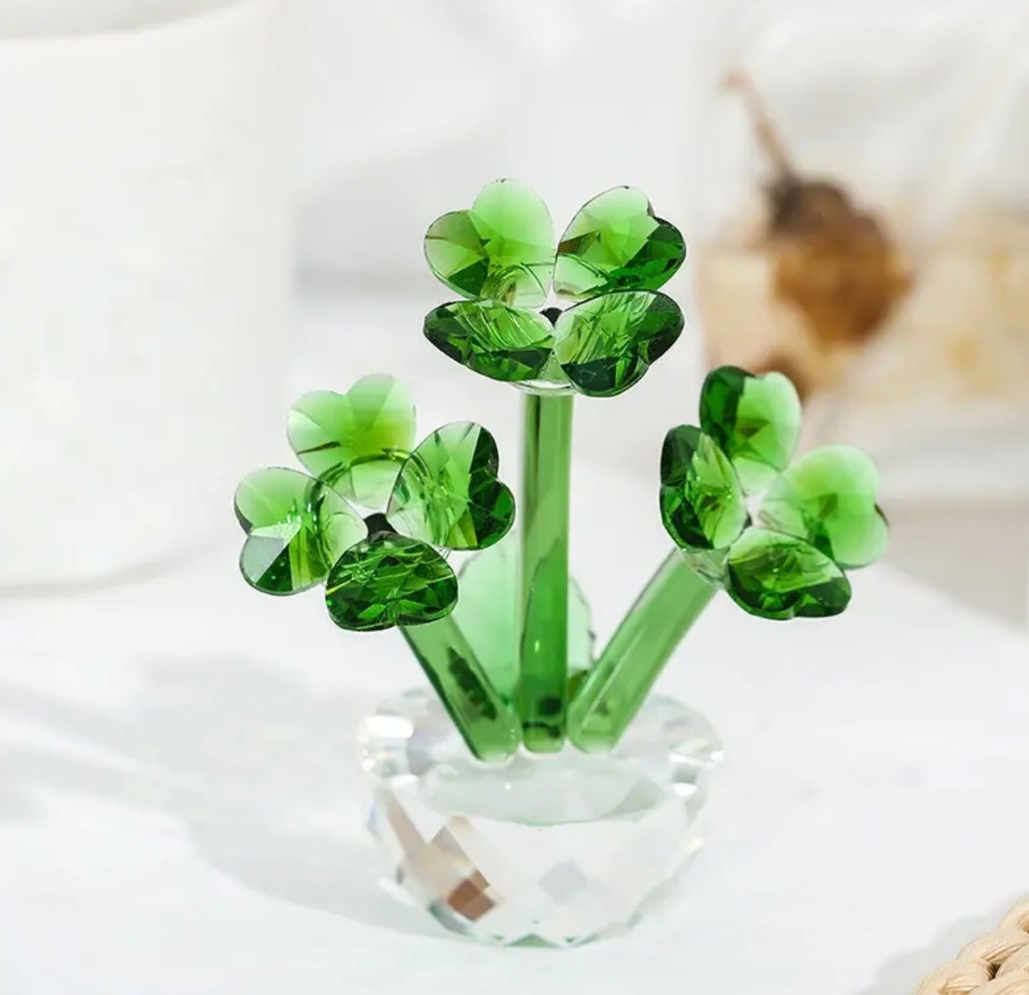 'Jade' Mini Glass Crystal Plant