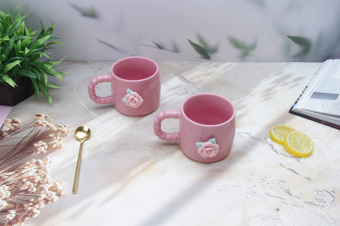 'French Rose' Ceramic Coffee Mug, Pink
