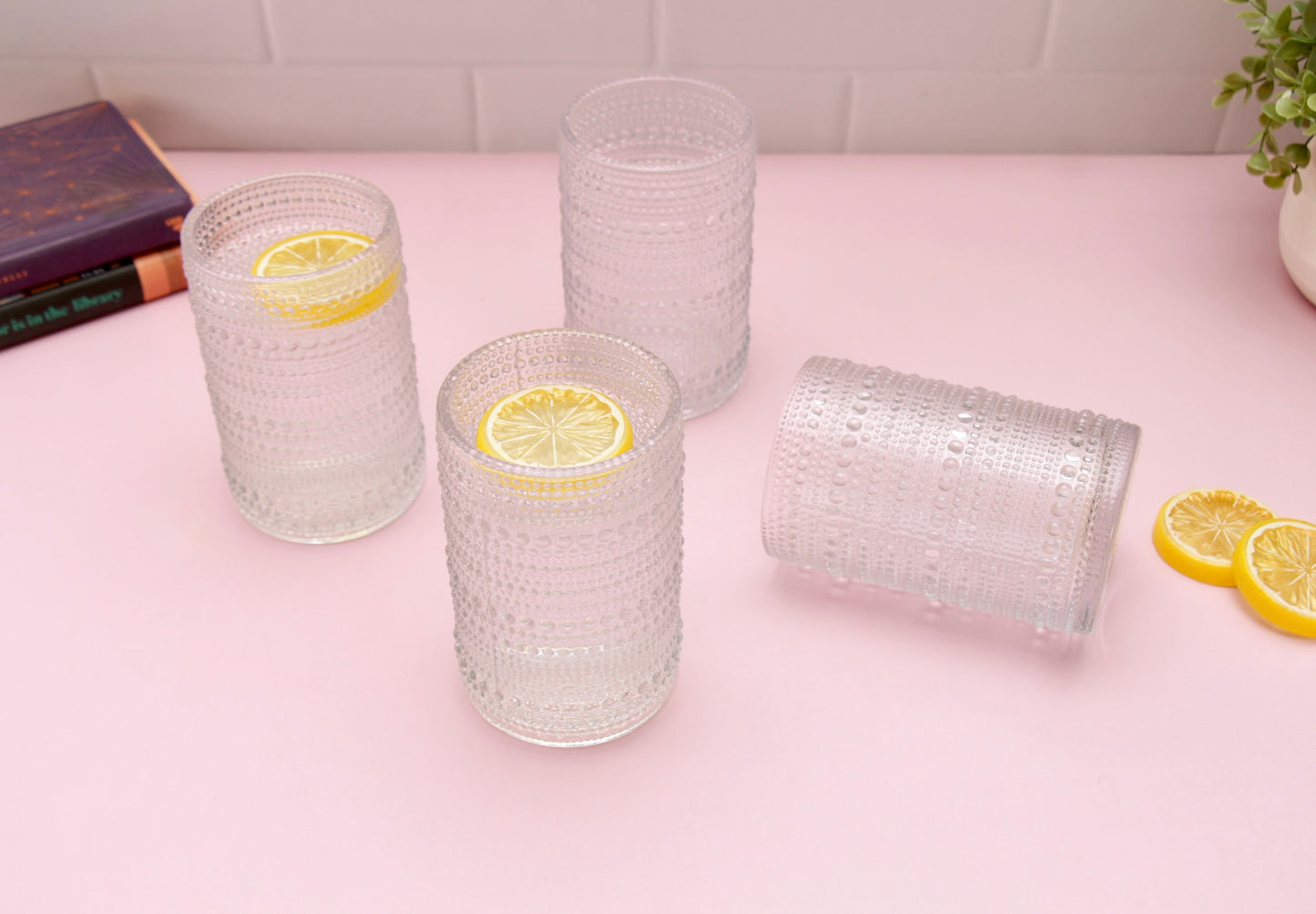 'Frost' Dotted Glass Tumblers, Set Of 4 - White
