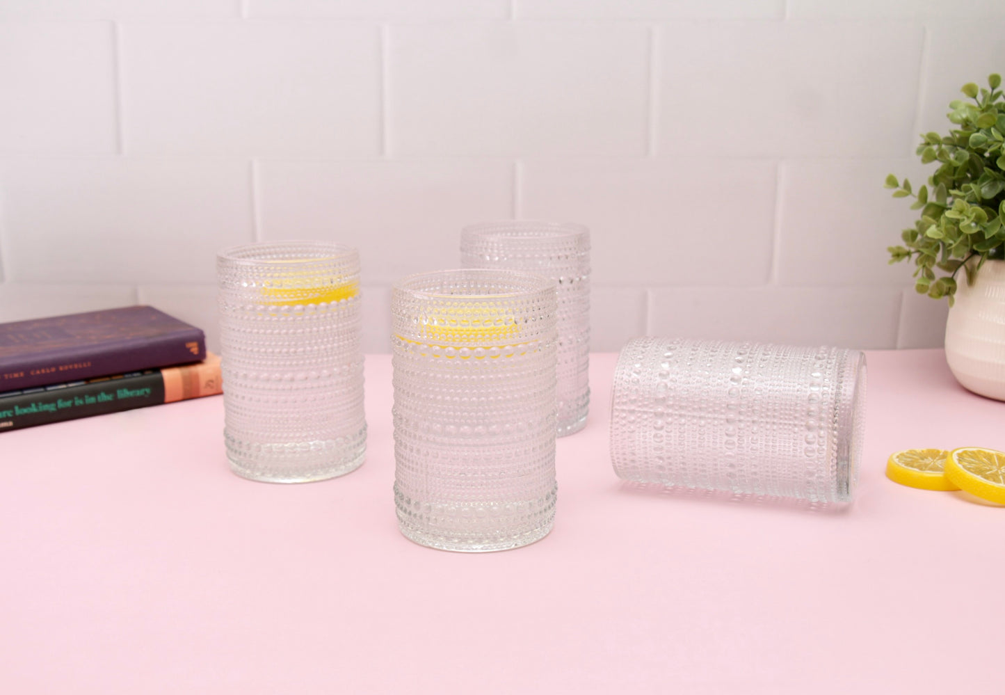'Frost' Dotted Glass Tumblers, Set Of 4 - White