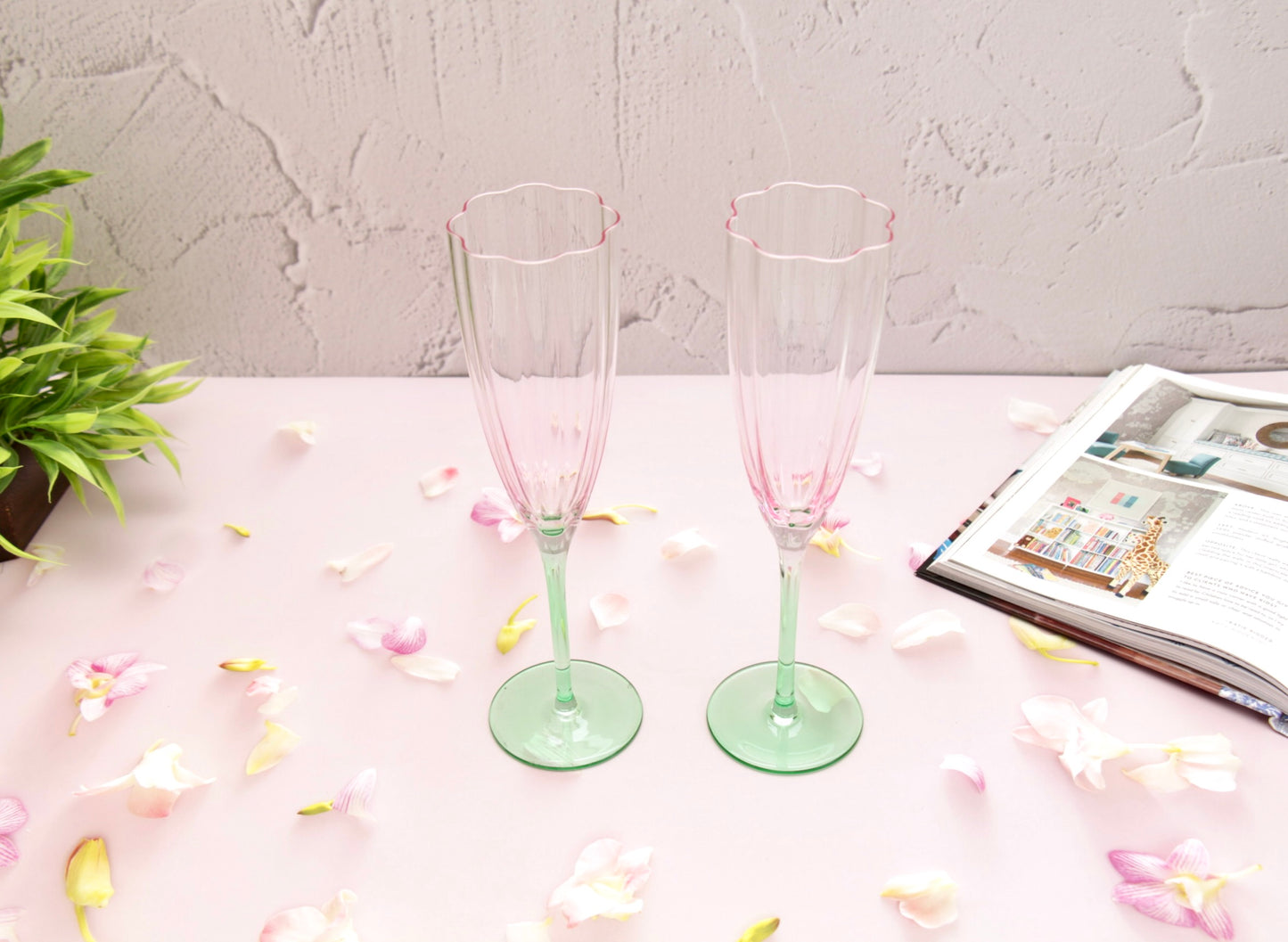 'Cherry Blossom' Champagne Glasses - Set of 2