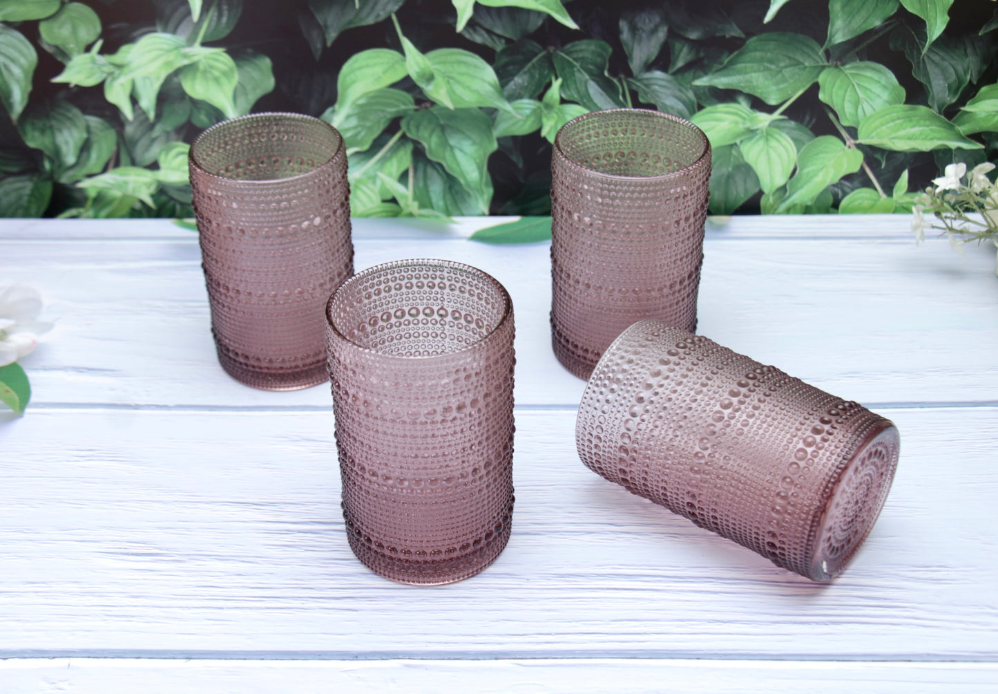 'Frost' Dotted Glass Tumblers, Set Of 4 - Pink