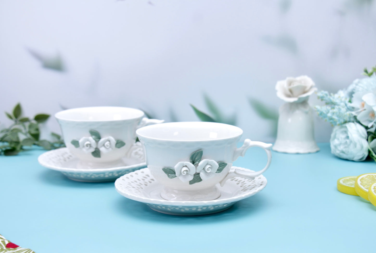 'Anastasia' Ceramic Cup n Saucer, Set of 1