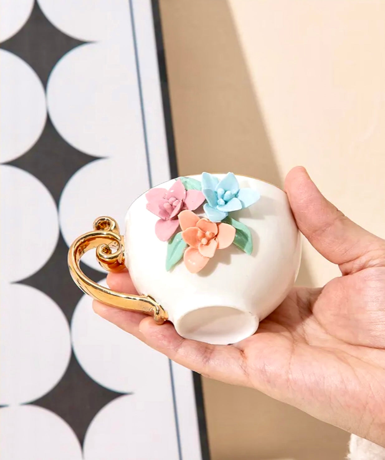 'Amaryllis' Ceramic Espresso Cup n Saucer Set of 1