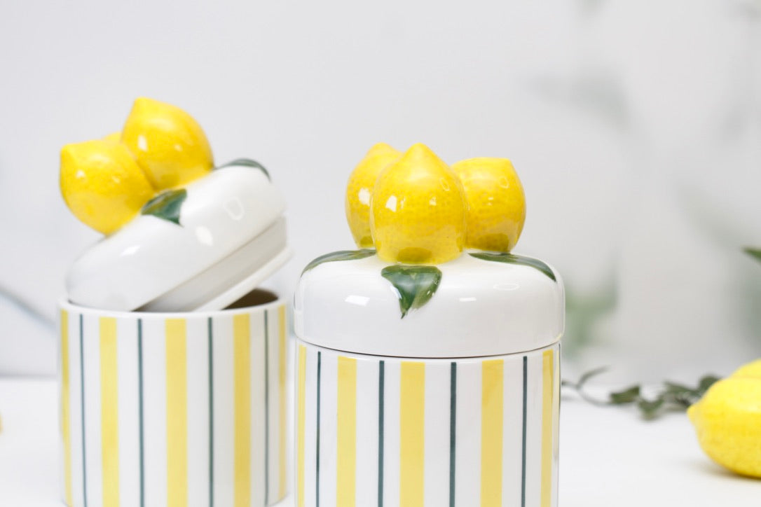 'Lemons' Ceramic Storage Canister 500ML, Set of 2