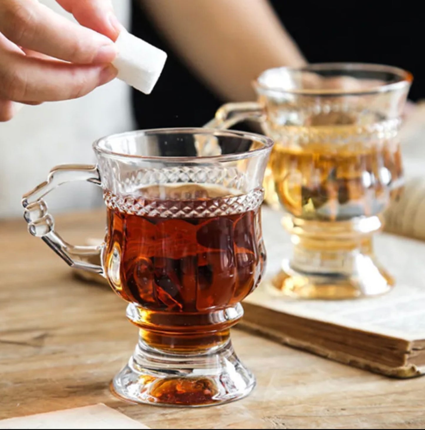 'Aster' Transparent Glass Cups, Set Of 4