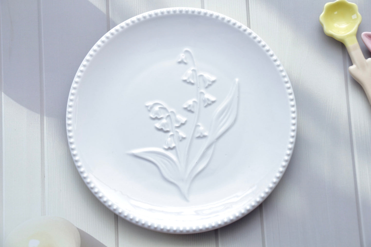 'Bella' White Ceramic Dessert Plate, Small