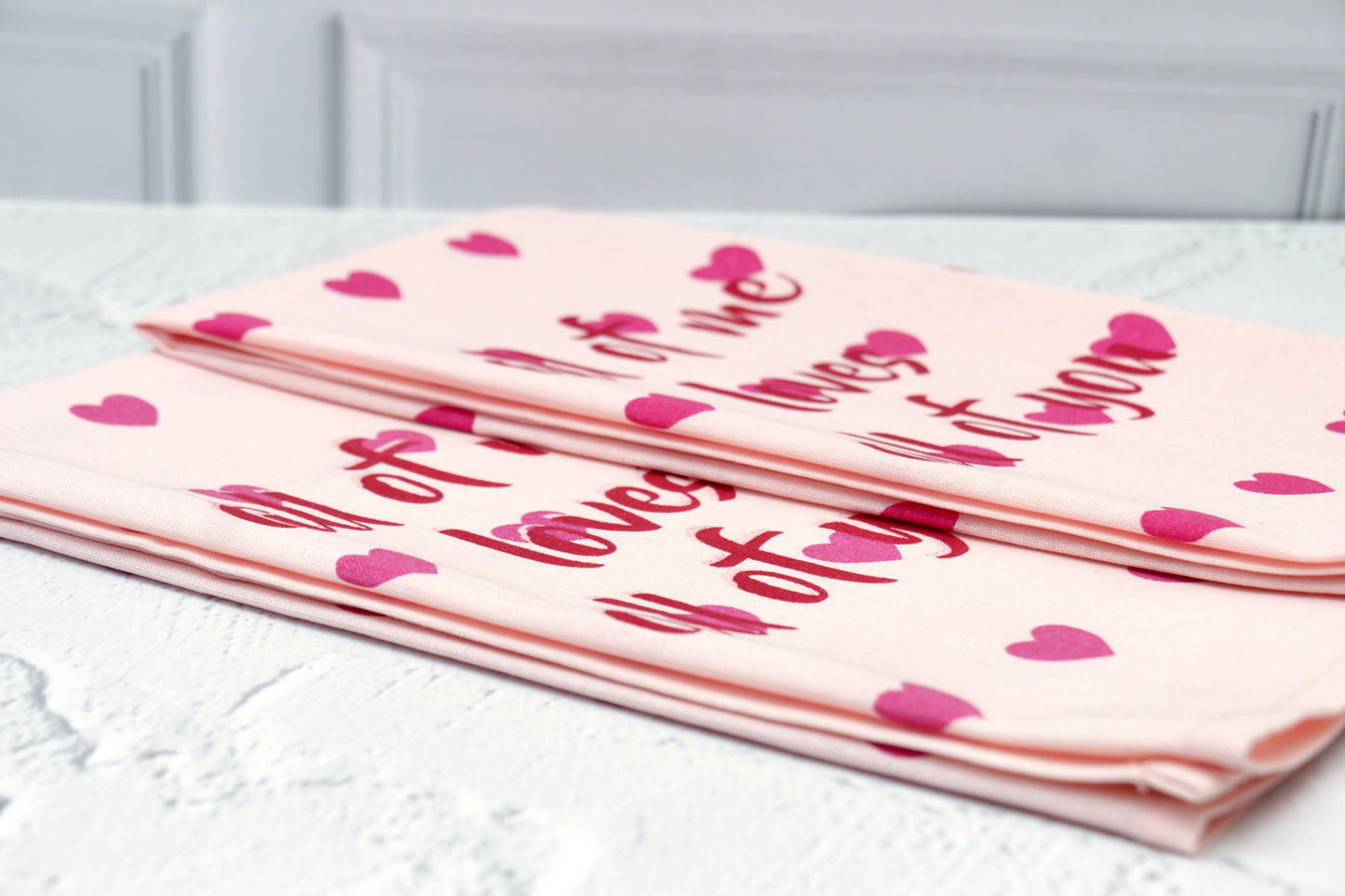 'Little Hearts' Printed Kitchen Towels, Set of 2