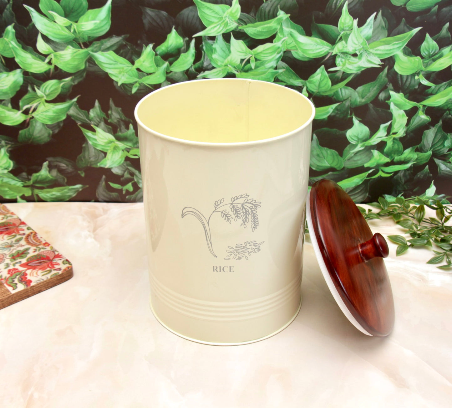 'Willow' Rice Storage Container With Wooden Lid, 5L