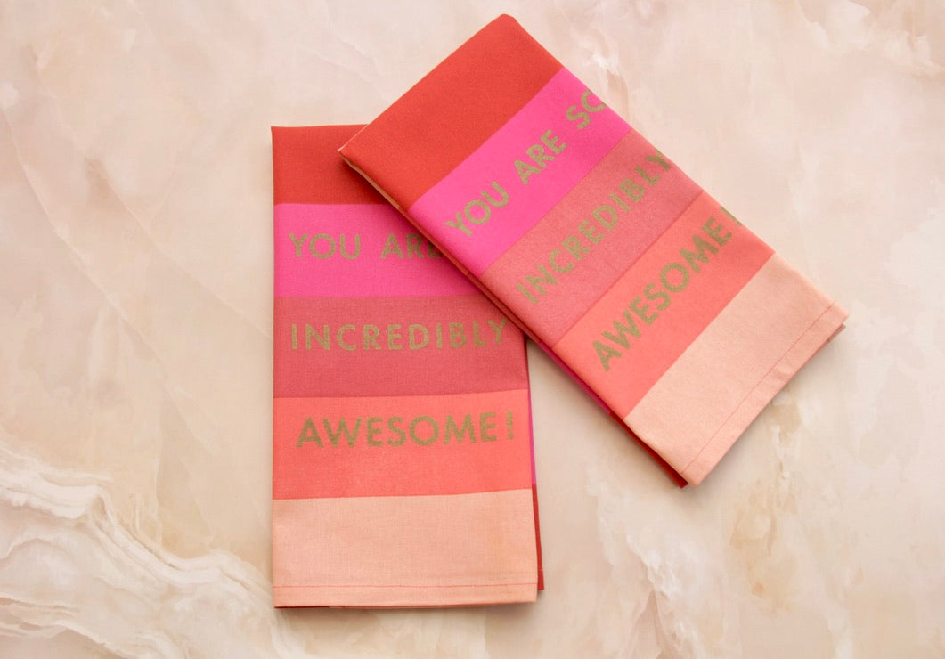 'You Are Awesome' Printed Kitchen Towels, Set of 2