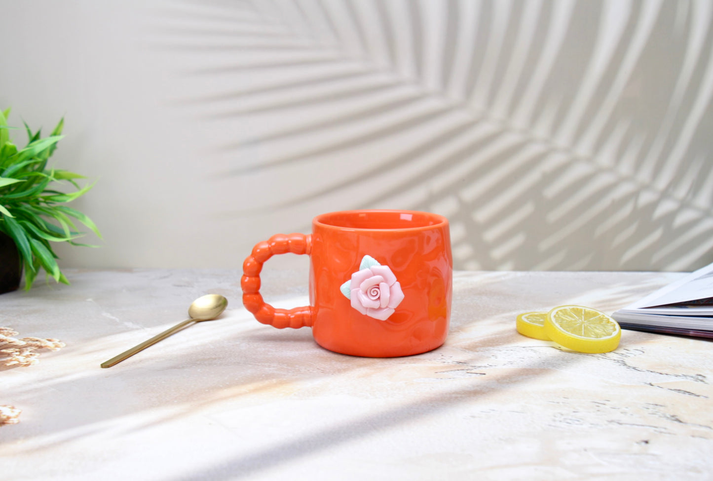 'French Rose' Ceramic Coffee Mug, Orange