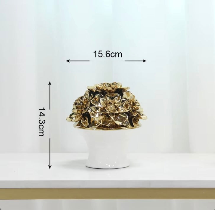 'Anastasia' Golden Roses Ceramic Bouquet | Vase | Centrepiece, Small
