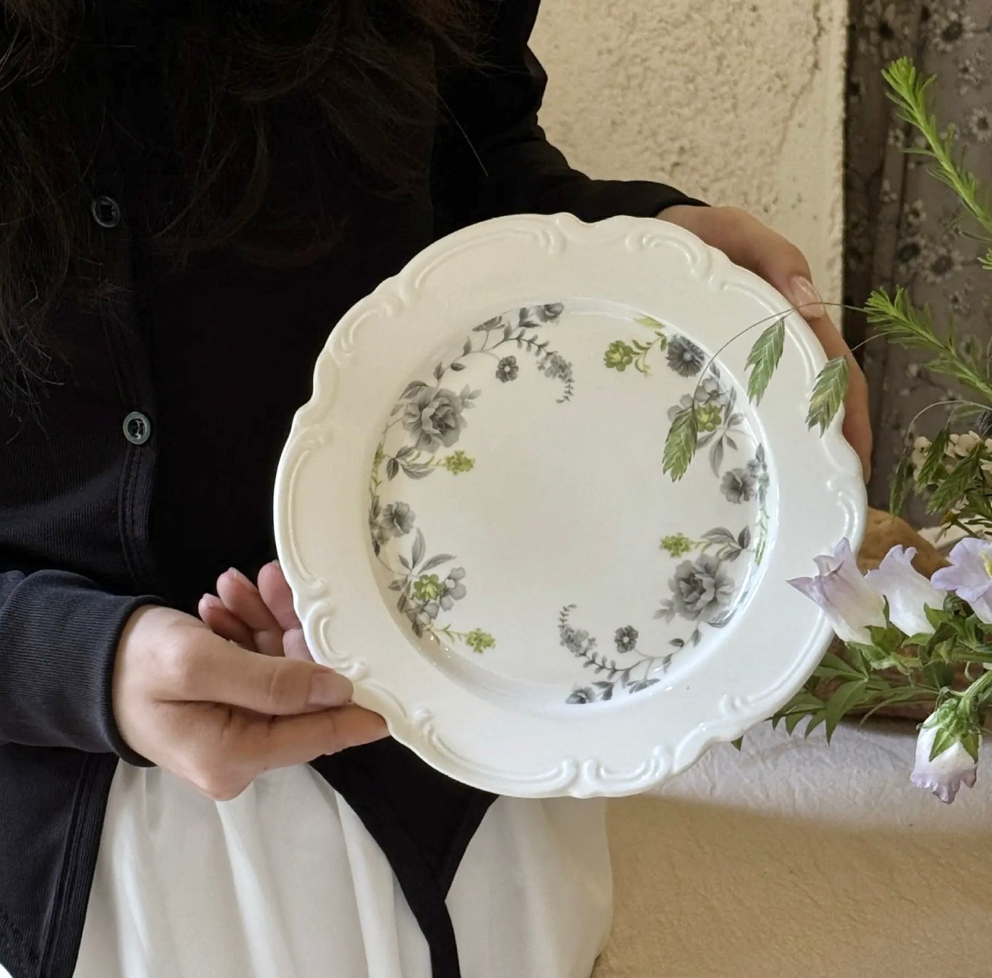 'Astrid' Ceramic Dessert Plate | Grey | 8 Inch