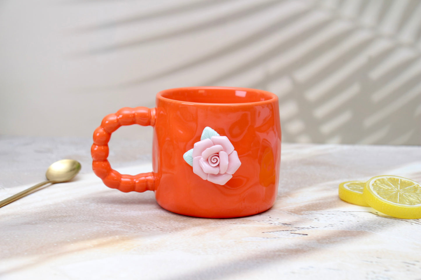 'French Rose' Ceramic Coffee Mug, Orange