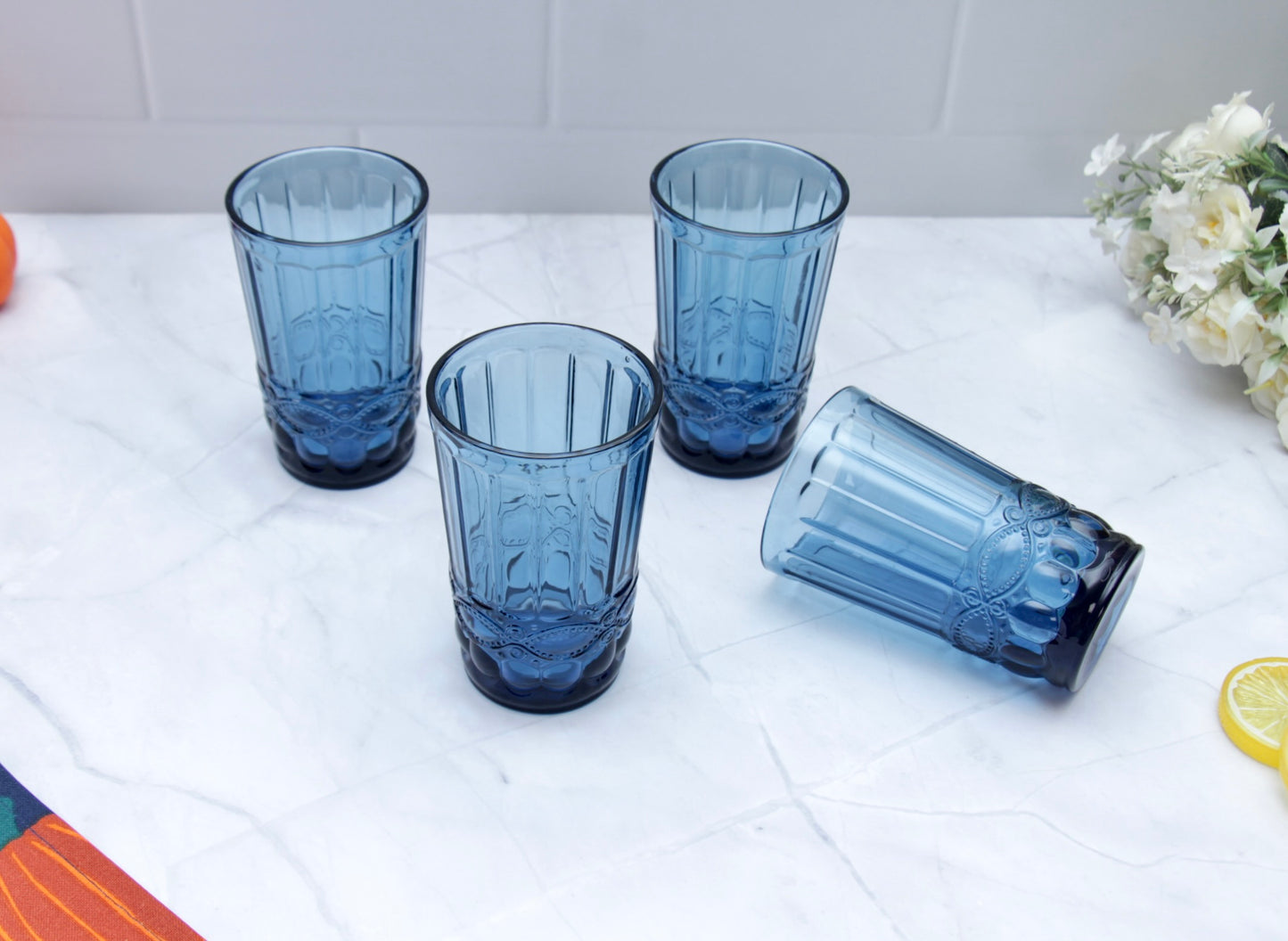 'Brooklyn' Glass Tumblers, Set Of 4 - Blue