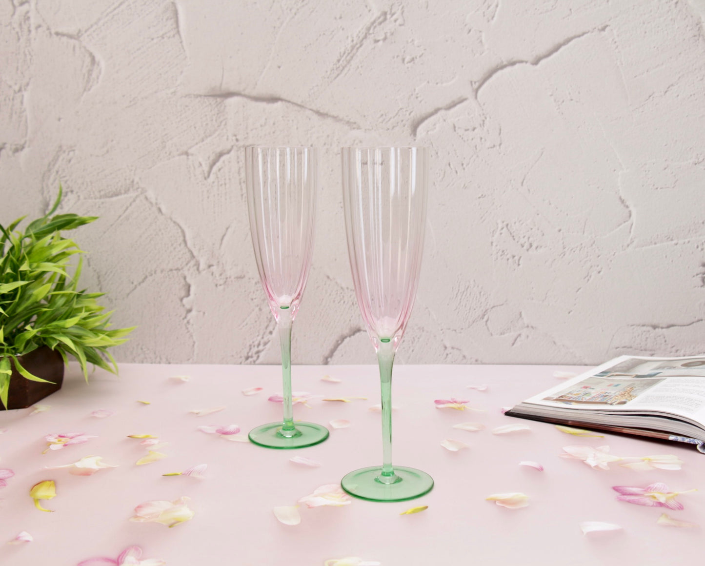 'Cherry Blossom' Champagne Glasses - Set of 2