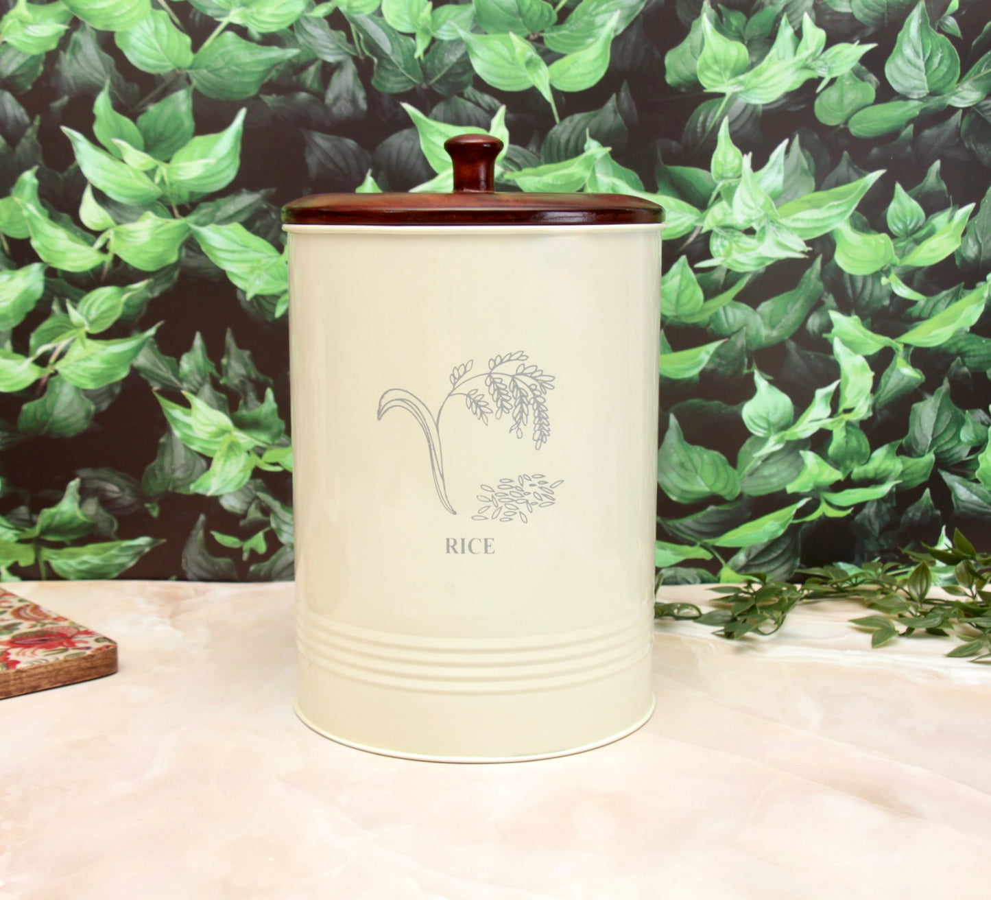 'Willow' Rice Storage Container With Wooden Lid, 5L