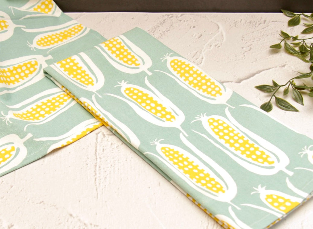 'Sweet Corn' Printed Kitchen Towels, Set of 2