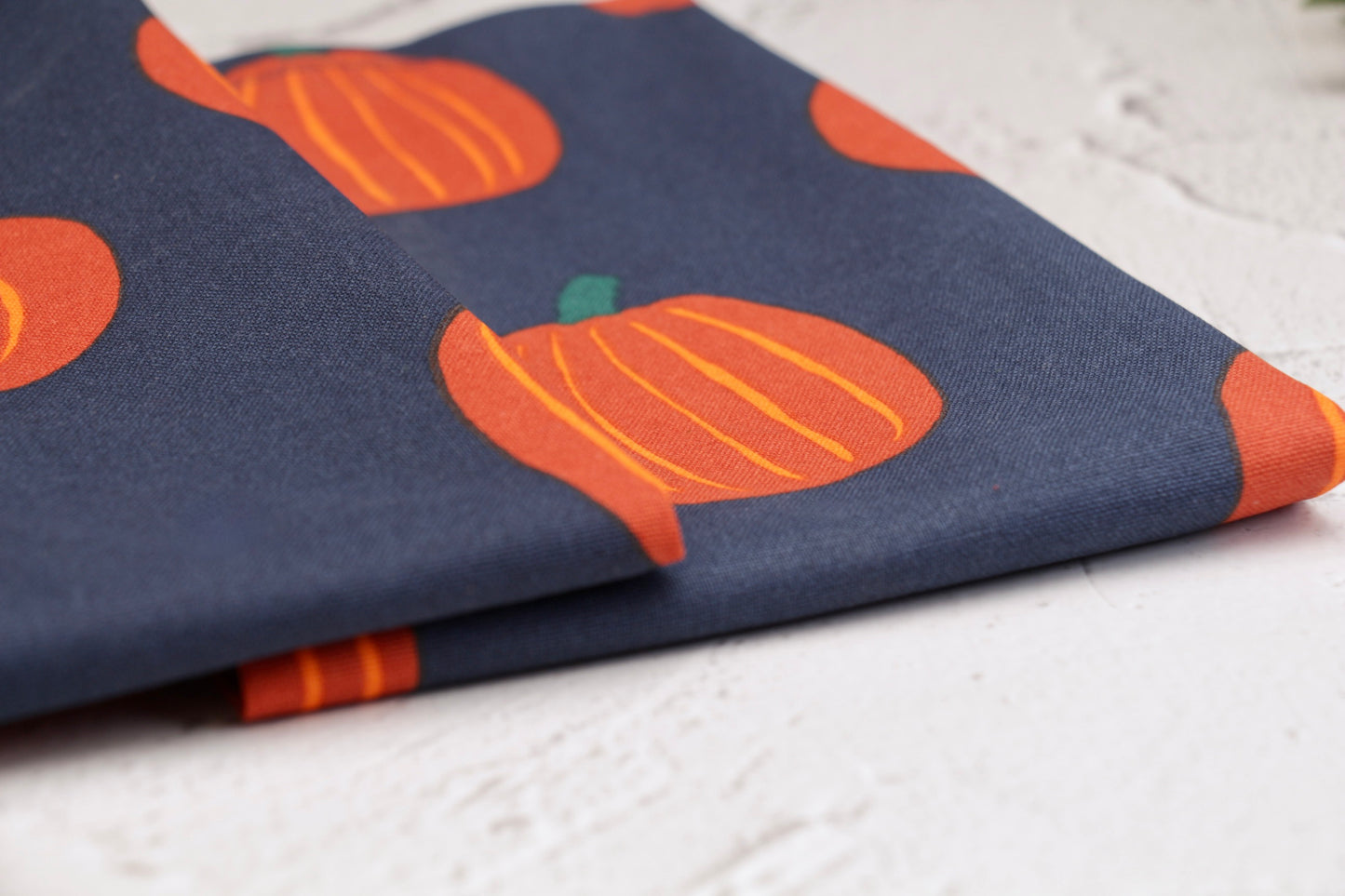 'Pumpkin' Printed Kitchen Towels Blue, Set of 2