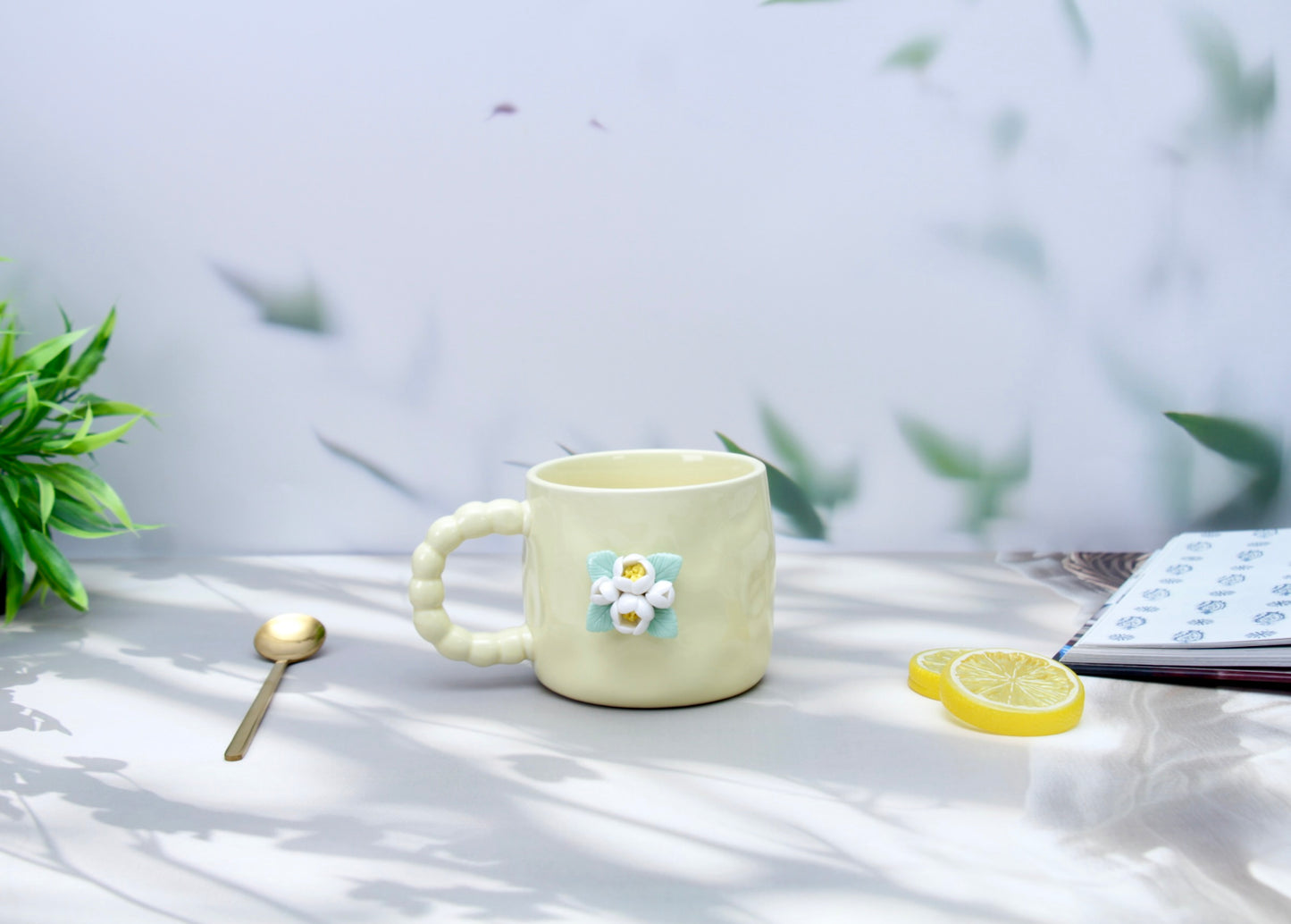 'Jasmine' Ceramic Coffee Mug, Yellow