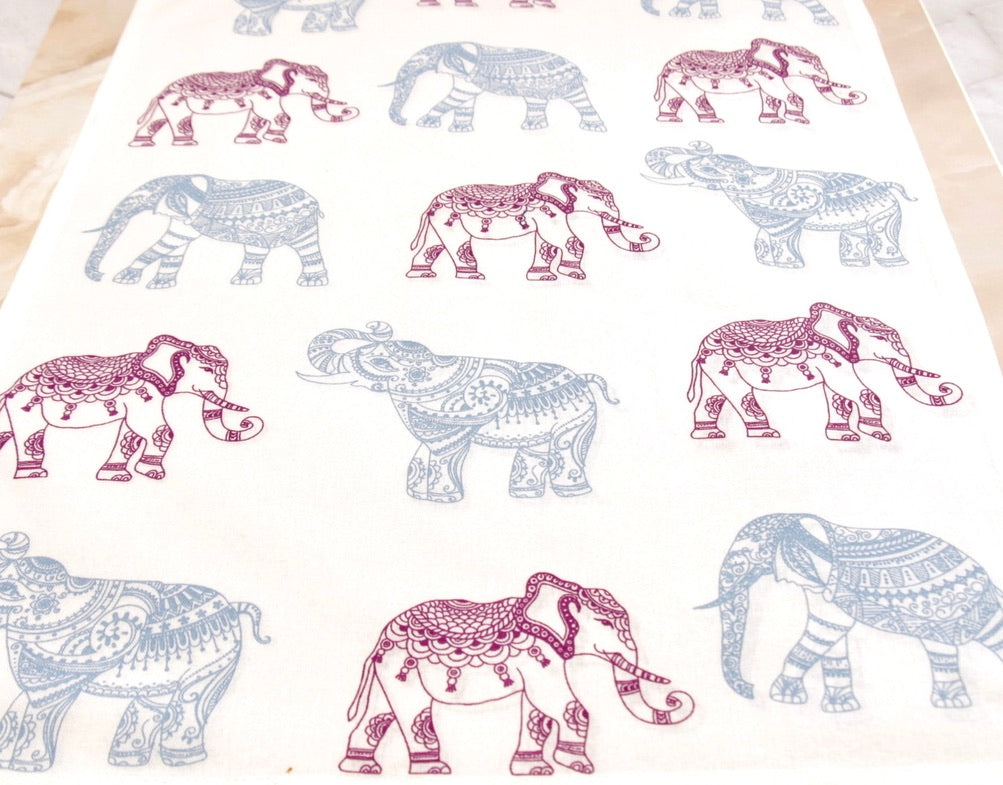 'Tribal Elephant' Printed Kitchen Towels, Set of 2