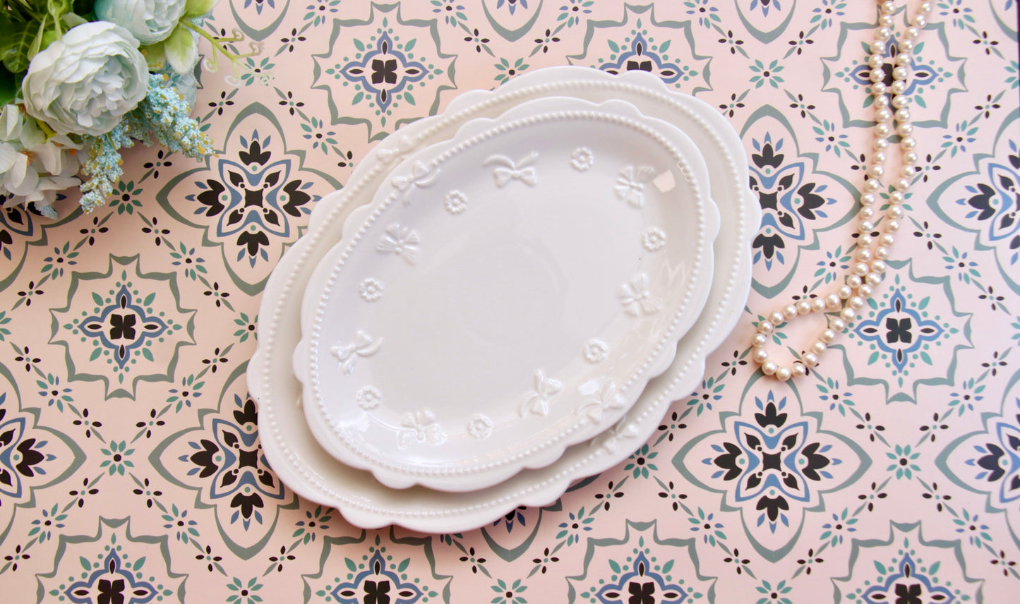 'Edelweiss' Oval White Platter, Large