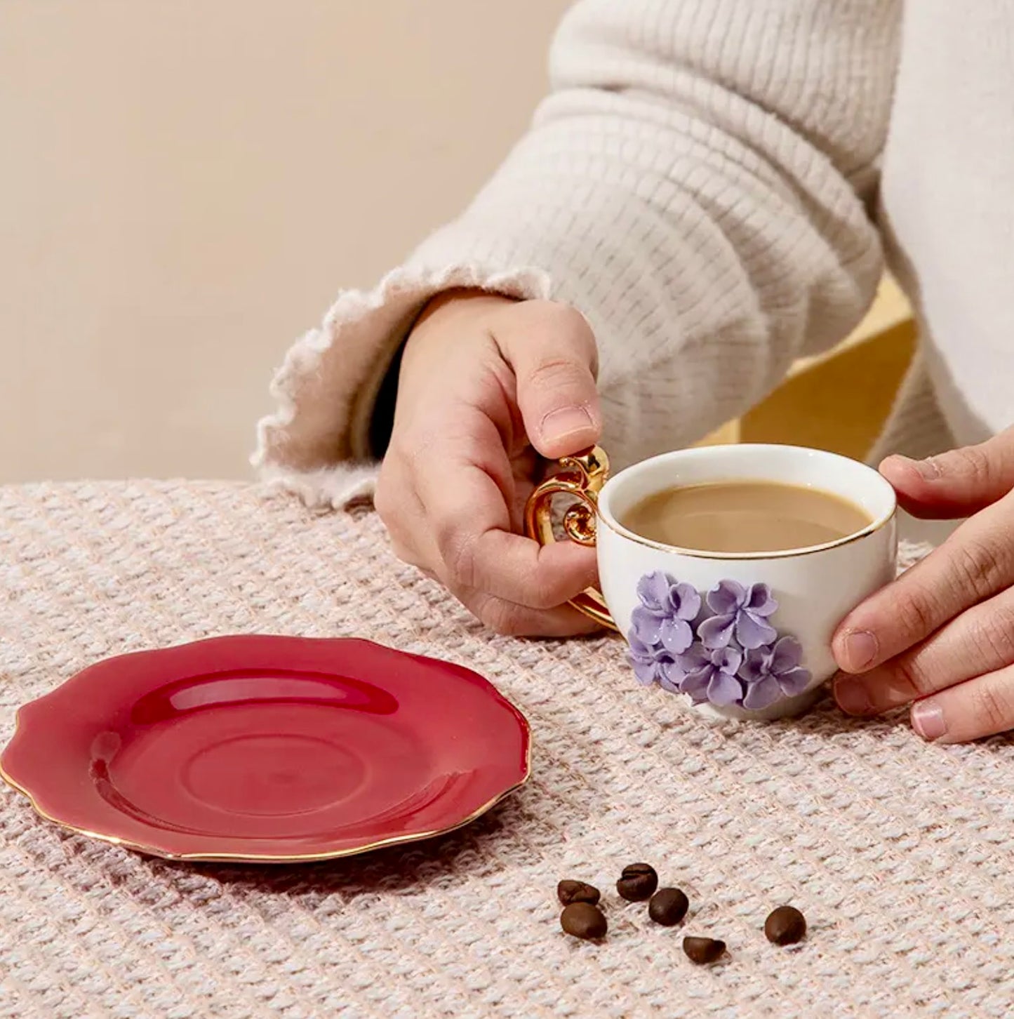 'Hyacinth' Ceramic Espresso Cup n Saucer Set of 1