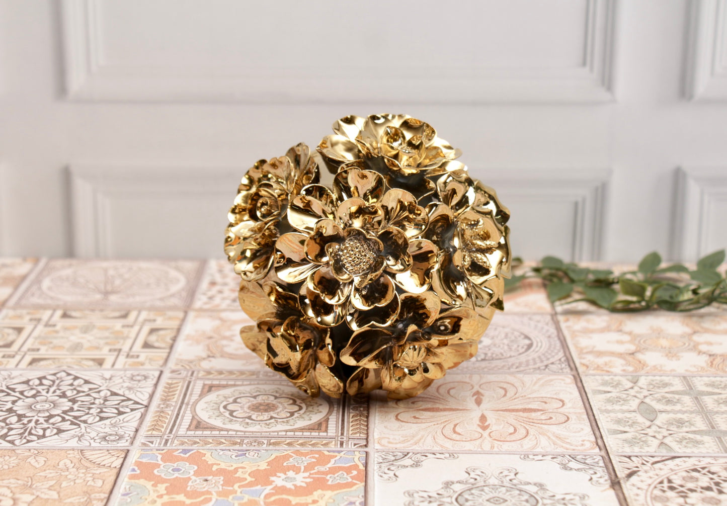 'Anastasia' Golden Roses Ceramic Bouquet | Vase | Centrepiece, Small