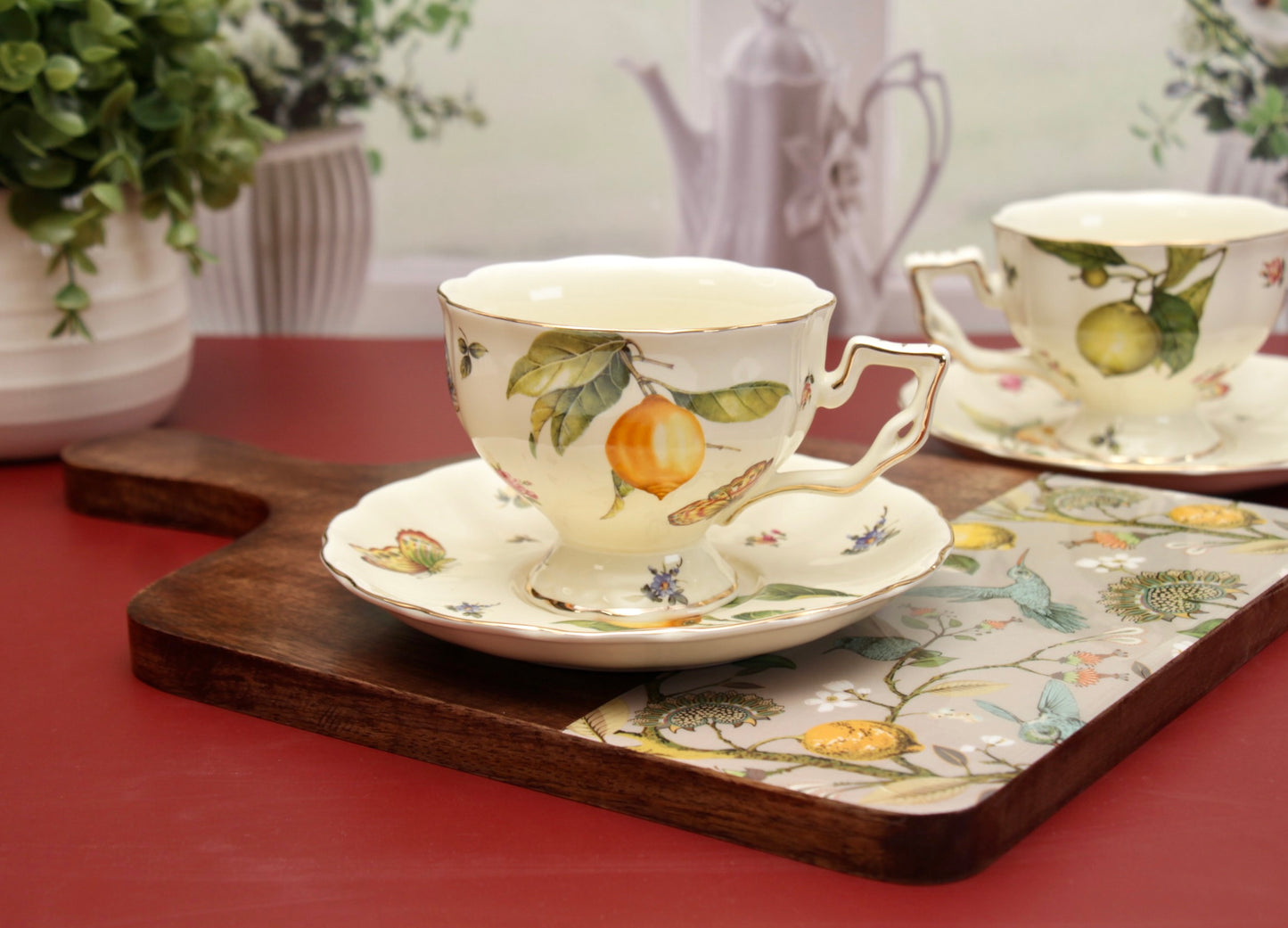 'Lemon' Ceramic Cup & Saucer, Set of 1
