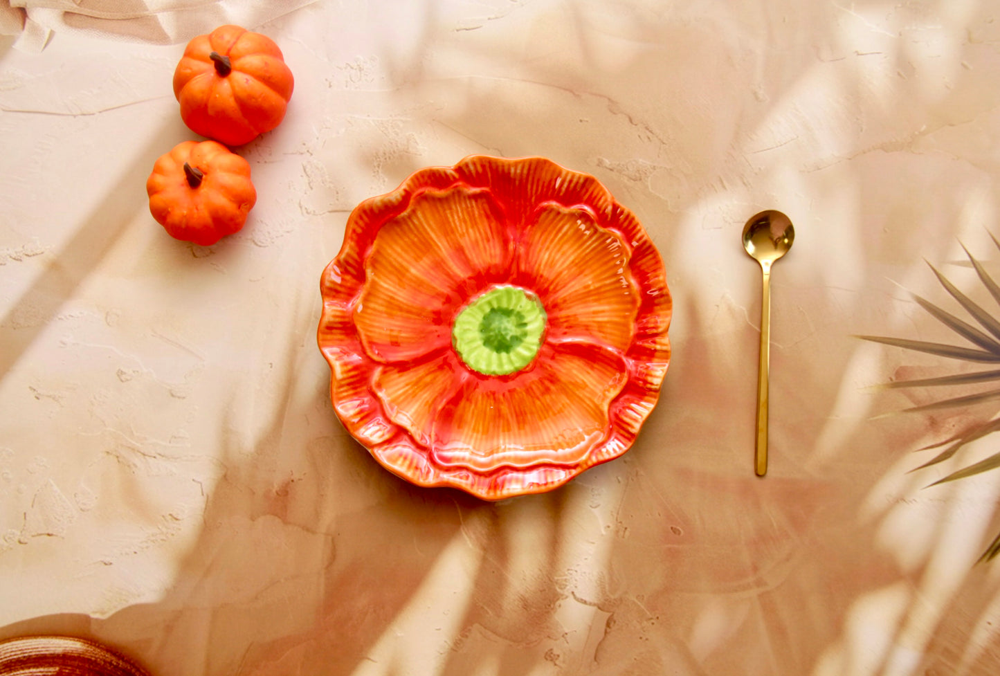 'Flora' Ceramic Dessert Plate - Orange