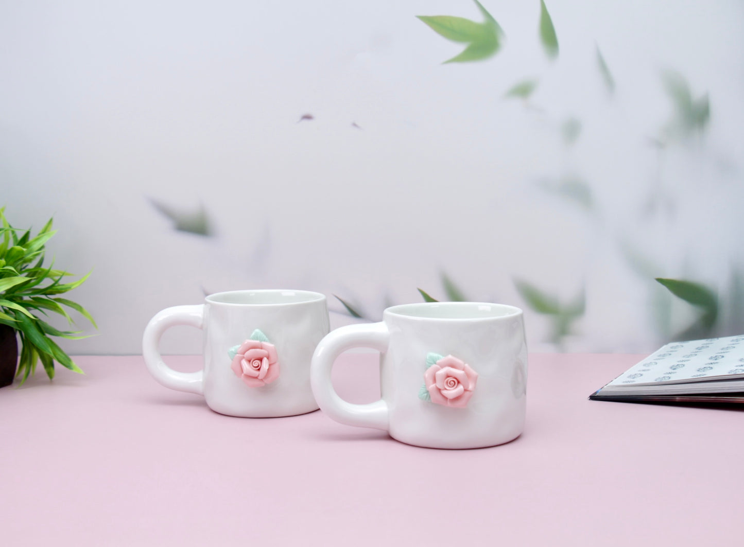 'French Rose' Ceramic Coffee Mug, White