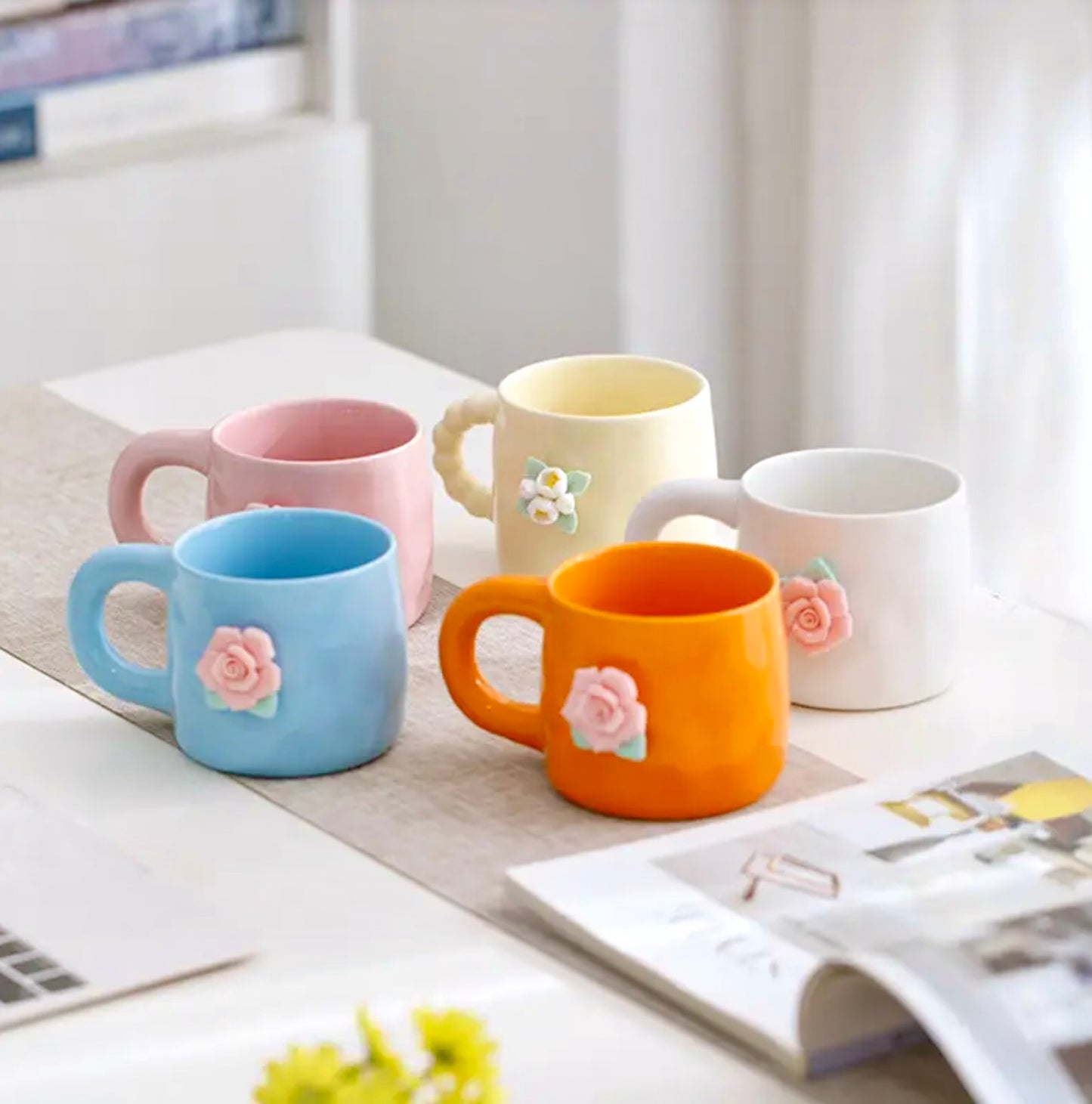 'Jasmine' Ceramic Coffee Mug, Yellow