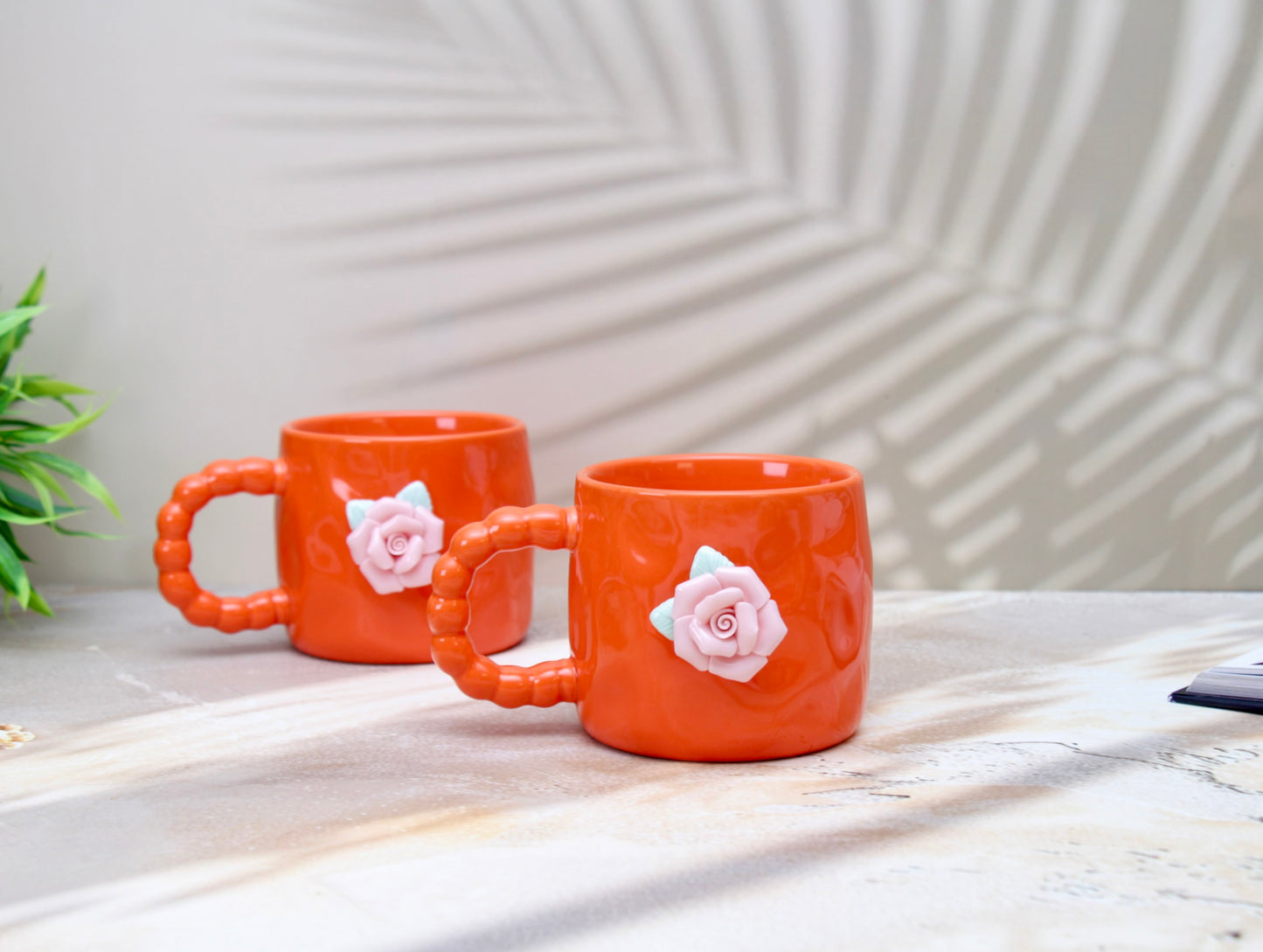 'French Rose' Ceramic Coffee Mug, Orange