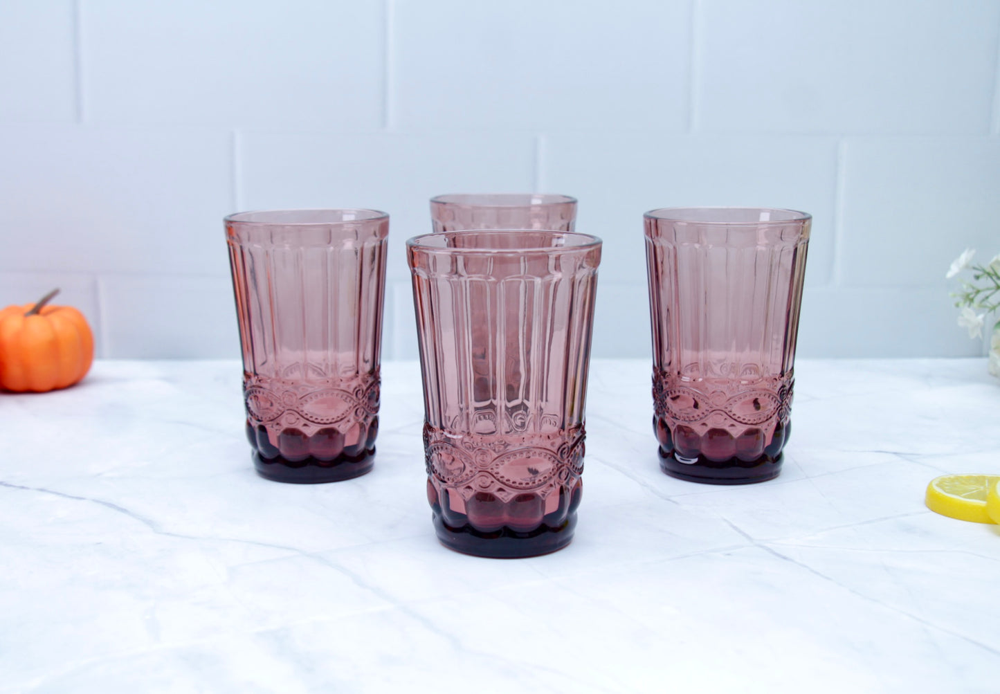 'Brooklyn' Glass Tumblers, Set Of 4 - Pink