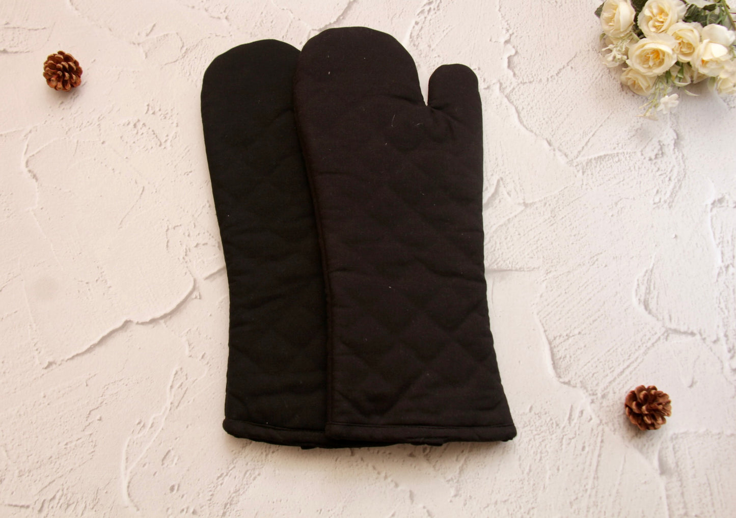 'Black' Long Mittens Set of 2