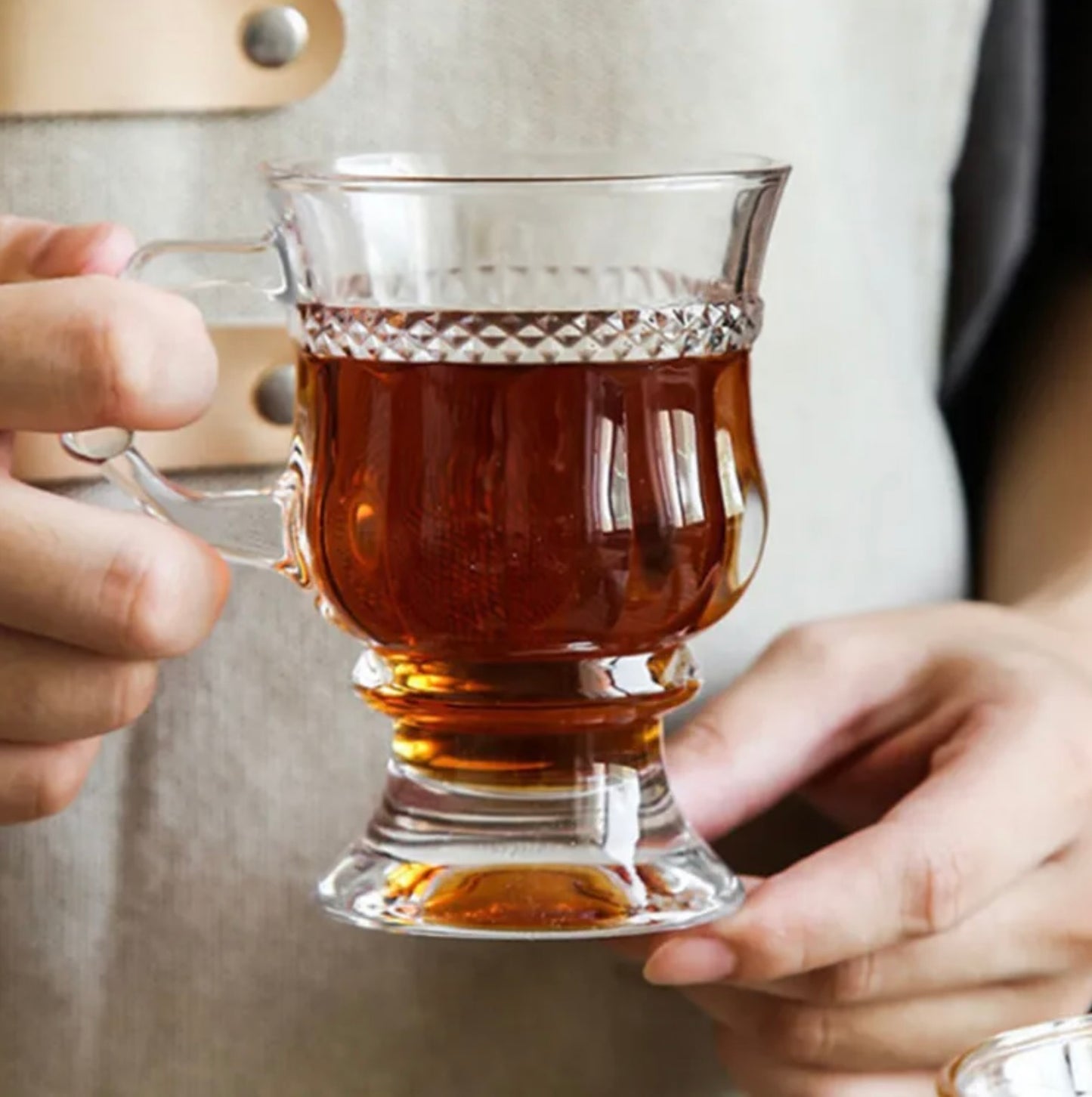 'Aster' Transparent Glass Cups, Set Of 4