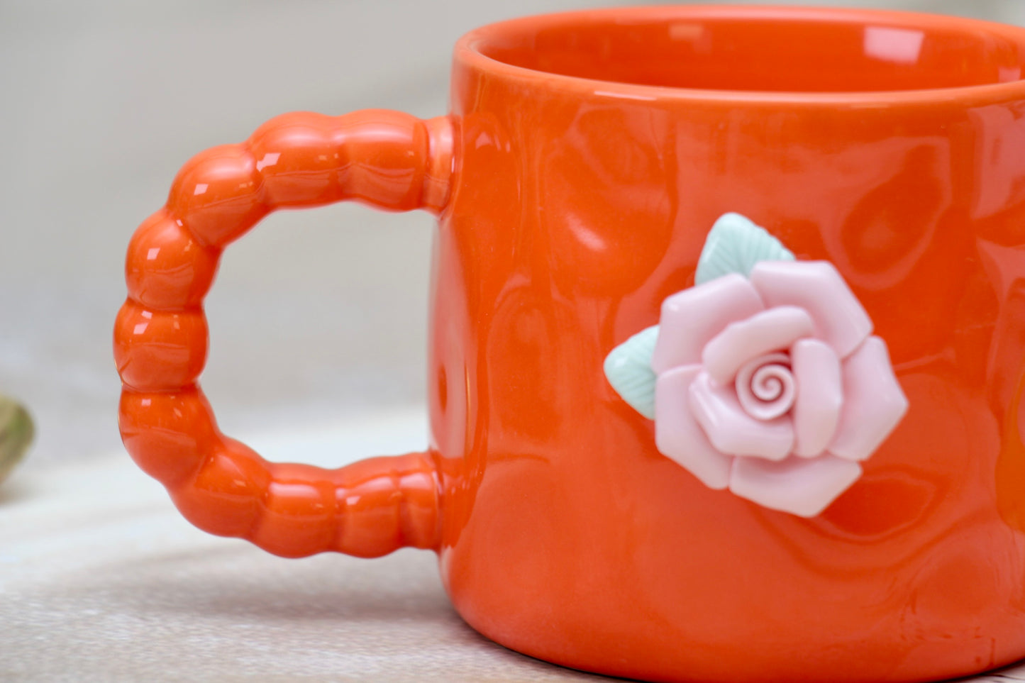 'French Rose' Ceramic Coffee Mug, Orange